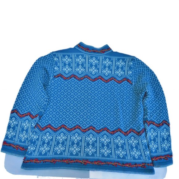 Norm Thompson Outfitters Fair Isle Sweater Embroidered Cotton Silver Metal Clasp - Picture 3 of 7